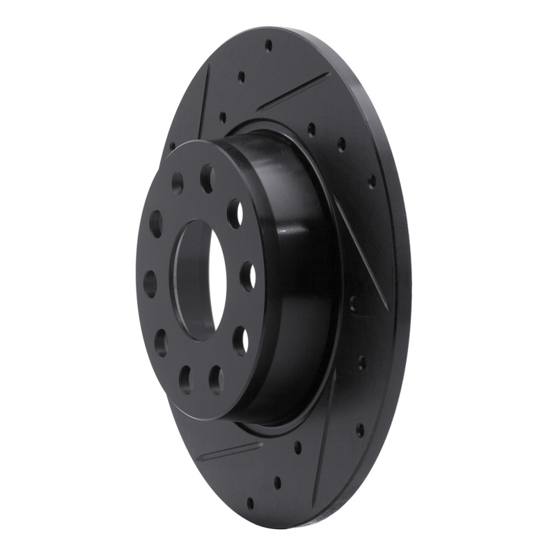 Audi A3 Brake Rotor (1) - Rear Left - R1 Concepts - Drilled & Slotted - Black - `05-`25